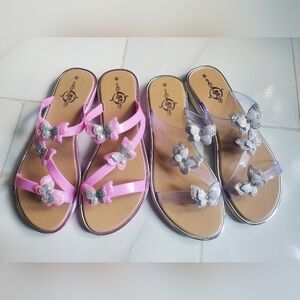 Pink and Clear Butterfly Sandals Bundle Of 2 Pairs